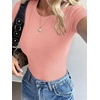 image:imageANRABESS Womens Ribbed Short Sleeve Tops Basic Tee ShirtsCoral