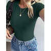 image:imageANRABESS Womens Ribbed Short Sleeve Tops Basic Tee ShirtsForest Green
