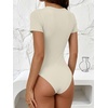 image:imageANRABESS Womens Short Sleeve Crew Neck BodysuitBeige
