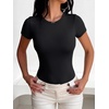 image:imageANRABESS Womens Short Sleeve Crew Neck BodysuitBlack