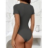image:imageANRABESS Womens Short Sleeve Crew Neck BodysuitDeep Grey