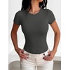 image:imageANRABESS Womens Short Sleeve Crew Neck BodysuitDeep Grey