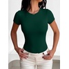 image:imageANRABESS Womens Short Sleeve Crew Neck BodysuitForest