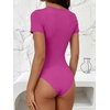 image:imageANRABESS Womens Short Sleeve Crew Neck BodysuitHot Pink