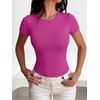 image:imageANRABESS Womens Short Sleeve Crew Neck BodysuitHot Pink