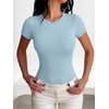 image:imageANRABESS Womens Short Sleeve Crew Neck BodysuitLight Blue