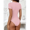 image:imageANRABESS Womens Short Sleeve Crew Neck BodysuitLight Pink