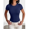 image:imageANRABESS Womens Short Sleeve Crew Neck BodysuitNavy Blue