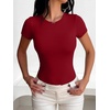 image:imageANRABESS Womens Short Sleeve Crew Neck BodysuitRed