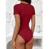 image:imageANRABESS Womens Short Sleeve Crew Neck BodysuitRed