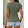 image:imageANRABESS Womens Short Sleeve Tops Built in Bra Summer Scoop Neck T ShirtsArmy Green