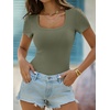image:imageANRABESS Womens Short Sleeve Tops Built in Bra Summer Scoop Neck T ShirtsArmy Green