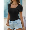 image:imageANRABESS Womens Short Sleeve Tops Built in Bra Summer Scoop Neck T ShirtsBlack