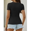 image:imageANRABESS Womens Short Sleeve Tops Built in Bra Summer Scoop Neck T ShirtsBlack