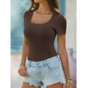 image:imageANRABESS Womens Short Sleeve Tops Built in Bra Summer Scoop Neck T ShirtsBrown