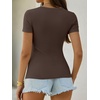 image:imageANRABESS Womens Short Sleeve Tops Built in Bra Summer Scoop Neck T ShirtsBrown