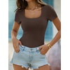 image:imageANRABESS Womens Short Sleeve Tops Built in Bra Summer Scoop Neck T ShirtsBrown