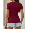 image:imageANRABESS Womens Short Sleeve Tops Built in Bra Summer Scoop Neck T ShirtsDeep Red