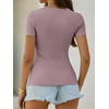 image:imageANRABESS Womens Short Sleeve Tops Built in Bra Summer Scoop Neck T ShirtsGrey Purple