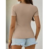 image:imageANRABESS Womens Short Sleeve Tops Built in Bra Summer Scoop Neck T ShirtsKhaki