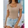 image:imageANRABESS Womens Short Sleeve Tops Built in Bra Summer Scoop Neck T ShirtsKhaki