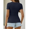 image:imageANRABESS Womens Short Sleeve Tops Built in Bra Summer Scoop Neck T ShirtsNavy Blue
