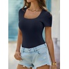 image:imageANRABESS Womens Short Sleeve Tops Built in Bra Summer Scoop Neck T ShirtsNavy Blue