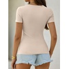 image:imageANRABESS Womens Short Sleeve Tops Built in Bra Summer Scoop Neck T ShirtsOatmeal