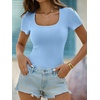 image:imageANRABESS Womens Short Sleeve Tops Built in Bra Summer Scoop Neck T ShirtsSky Bule