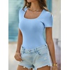 image:imageANRABESS Womens Short Sleeve Tops Built in Bra Summer Scoop Neck T ShirtsSky Bule