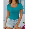 image:imageANRABESS Womens Short Sleeve Tops Built in Bra Summer Scoop Neck T ShirtsTeal