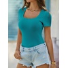 image:imageANRABESS Womens Short Sleeve Tops Built in Bra Summer Scoop Neck T ShirtsTeal