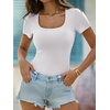image:imageANRABESS Womens Short Sleeve Tops Built in Bra Summer Scoop Neck T ShirtsWhite