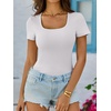 image:imageANRABESS Womens Short Sleeve Tops Built in Bra Summer Scoop Neck T ShirtsWhite