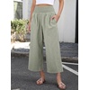 image:imageANRABESS Womens Striped Gingham Wide Leg Cropped Palazzo Pants with PocketsArmy Green White Plaid