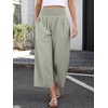 image:imageANRABESS Womens Striped Gingham Wide Leg Cropped Palazzo Pants with PocketsArmy Green White Plaid