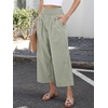 image:imageANRABESS Womens Striped Gingham Wide Leg Cropped Palazzo Pants with PocketsArmy Green White Plaid