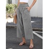 image:imageANRABESS Womens Striped Gingham Wide Leg Cropped Palazzo Pants with PocketsBlack White Plaid