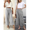 image:imageANRABESS Womens Striped Gingham Wide Leg Cropped Palazzo Pants with PocketsBlack White Plaid