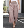image:imageANRABESS Womens Striped Gingham Wide Leg Cropped Palazzo Pants with PocketsBrown White Plaid