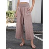 image:imageANRABESS Womens Striped Gingham Wide Leg Cropped Palazzo Pants with PocketsBrown White Plaid