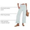 image:imageANRABESS Womens Striped Gingham Wide Leg Cropped Palazzo Pants with PocketsGreen White Stripe Stripe