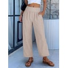 image:imageANRABESS Womens Striped Gingham Wide Leg Cropped Palazzo Pants with PocketsLight Brown White Stripe