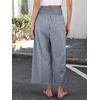 image:imageANRABESS Womens Striped Gingham Wide Leg Cropped Palazzo Pants with PocketsNavy Blue White Plaid