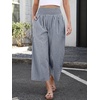 image:imageANRABESS Womens Striped Gingham Wide Leg Cropped Palazzo Pants with PocketsNavy Blue White Plaid