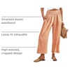 image:imageANRABESS Womens Striped Gingham Wide Leg Cropped Palazzo Pants with PocketsOrange White Plaid Stripe