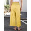 image:imageANRABESS Womens Striped Gingham Wide Leg Cropped Palazzo Pants with PocketsYellow White Plaid Stripe