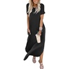 image:imageANRABESS Womens Summer Maxi Dress Short Sleeve Casual Sundress with PocketsBlack