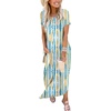 image:imageANRABESS Womens Summer Maxi Dress Short Sleeve Casual Sundress with PocketsBlue Ooange Ripples