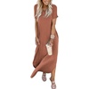 image:imageANRABESS Womens Summer Maxi Dress Short Sleeve Casual Sundress with PocketsBrown